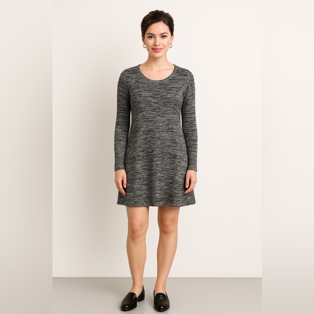 Bobbie Brooks Marled Knit Sweater‎ Dress Women’s Large Gray Black NWT